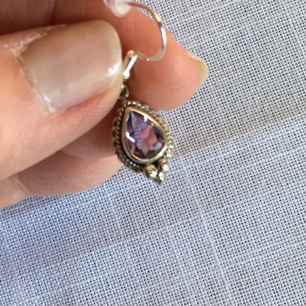 Amethyst/Silver Drop Earrings - Picture 2 of 3